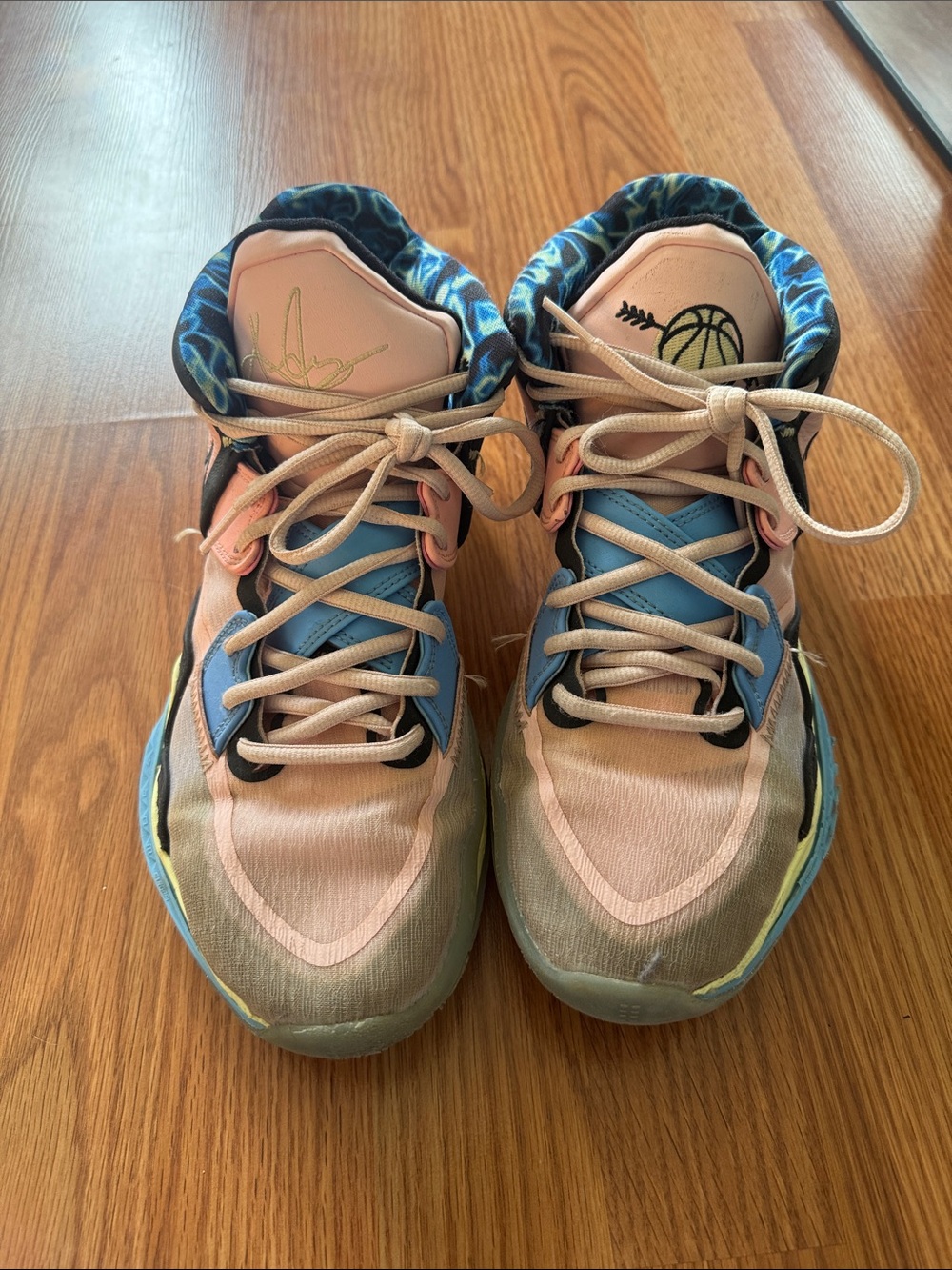 Kids High-Top Athletic Sneakers in Pink & Blue